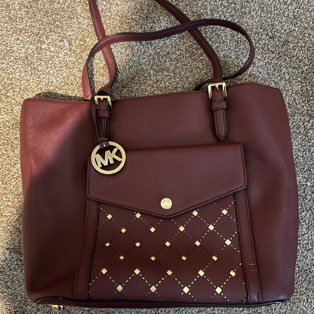 Michael Kors Brown Tote Bag with Gold Accents